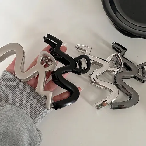 Pinza per Capelli Ondulata in Metallo Minimalista Grande Clip a Squalo per Donna Elegante Forcina a Onda Accessori per Capelli
