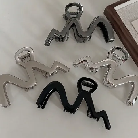 Pinza per Capelli Ondulata in Metallo Minimalista Grande Clip a Squalo per Donna Elegante Forcina a Onda Accessori per Capelli