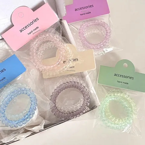 Candy Color Spirale Telefonkabel Haargummis Flexible Kunststoff Elastische Haarrringe Spurloses Styling Mode Haarschmuck Für Damen