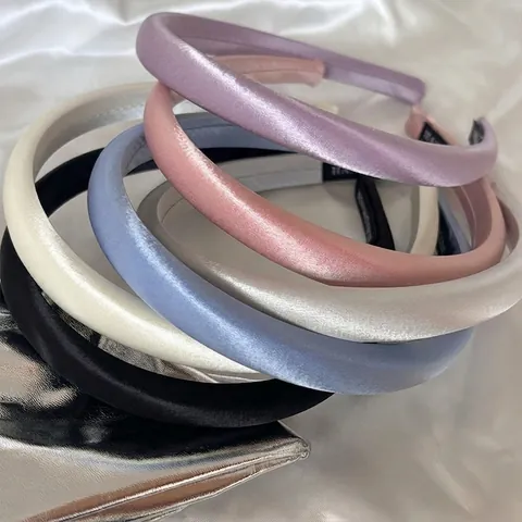 Elegant Padded Satin Headband For Women Solid Color Glossy Handmade Hair Hoop Fashion OL Style Hair Accessories For Daily Office