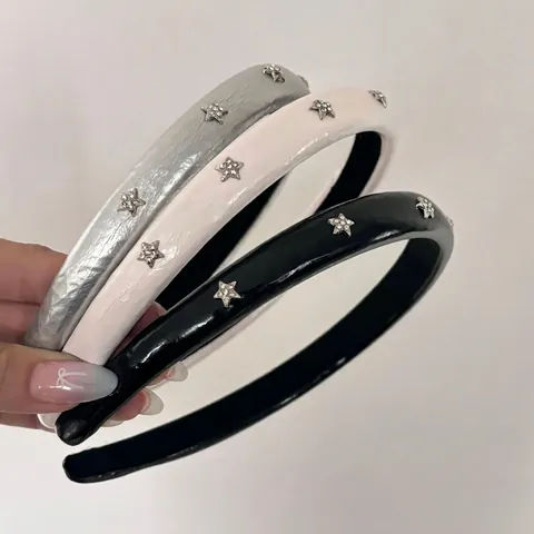 Cerchietto Imbottito con Stelle Coreano per Donna Dolce e Cool Cranio Superiore Alto Strass Stella Bordo Stretto Accessori