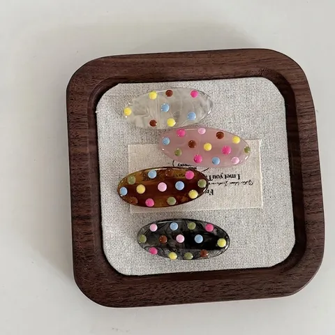 Korean Style Acrylic Colorful Polka Dot Hair Clip Oval Dripping Oil Side Bangs Clip Vintage Fashion Hair Accessories For Women