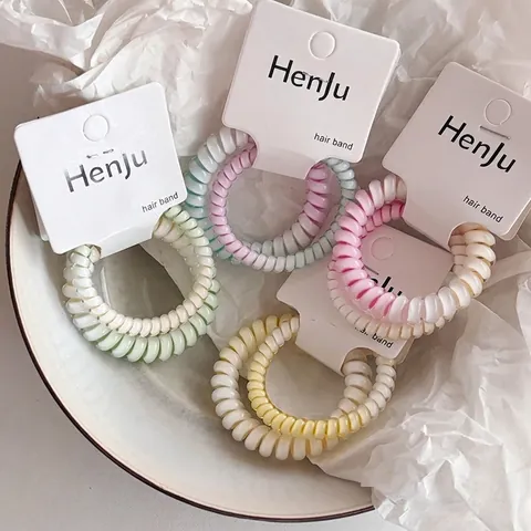 Women Gradient Color Spiral Hair Ties High Elastic Telephone Line Hair Rings Fashion Ponytail Holder Hair Styling Accessories