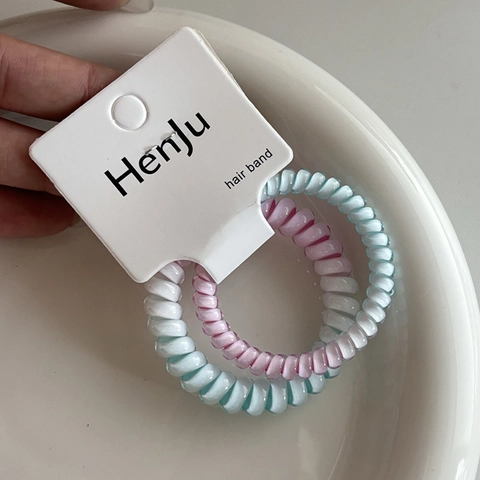 Women Gradient Color Spiral Hair Ties High Elastic Telephone Line Hair Rings Fashion Ponytail Holder Hair Styling Accessories