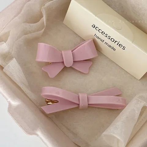 Dulce Pinza para el Pelo con Lazo de Acrílico Rosa Lindo Accesorio para el Cabello Estilo Cinta Pinza de Pico de Pato