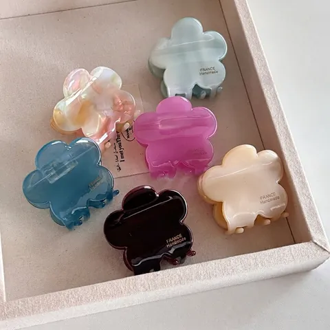 Pinza para el Cabello de Flor de Color Gelatina Coreana de Acetato Resina Floral Agarre Pequeño para Mujer Estilo Diario