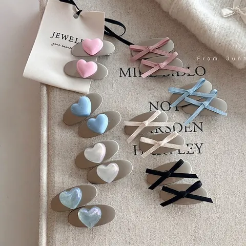 Dolci Fermagli per Capelli con Fiocco a Cuore per Donne Ragazze Lega Argento Clip a Becco d'Anatra Y2K Accessori per Capelli