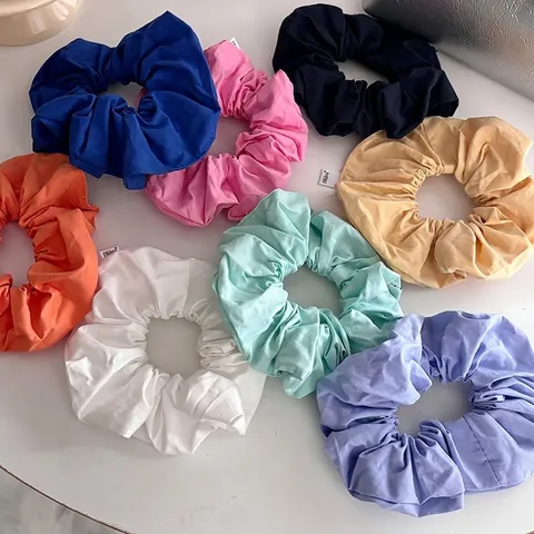 Coletero de Tela de Algodón de Gran Tamaño Estilo Coreano Color Sólido Goma de Pelo Elástica Mujer Coleta Accesorios