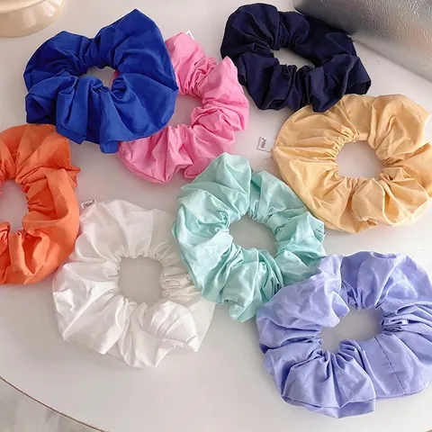 Coletero de Tela de Algodón de Gran Tamaño Estilo Coreano Color Sólido Goma de Pelo Elástica Mujer Coleta Accesorios