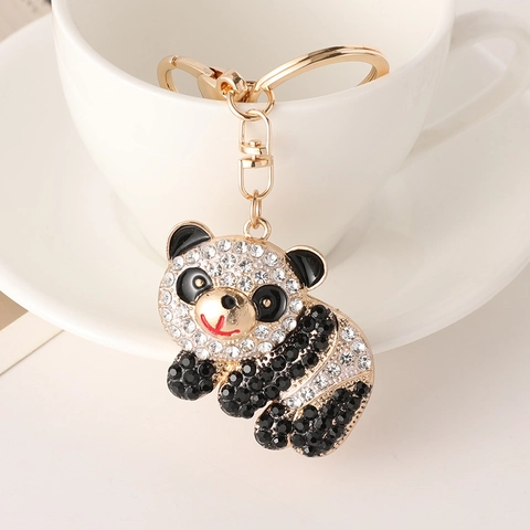 Simpatico Portachiavi Panda in Lega di Metallo Con Strass Ciondolo per Borsa a Forma di Animale Souvenir Regalo per Donna