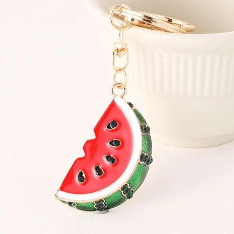 Portachiavi Creativo a Fetta di Anguria in Lega di Zinco Con Strass Incastonati Pendente a Forma di Frutta per Donna