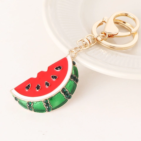 Portachiavi Creativo a Fetta di Anguria in Lega di Zinco Con Strass Incastonati Pendente a Forma di Frutta per Donna