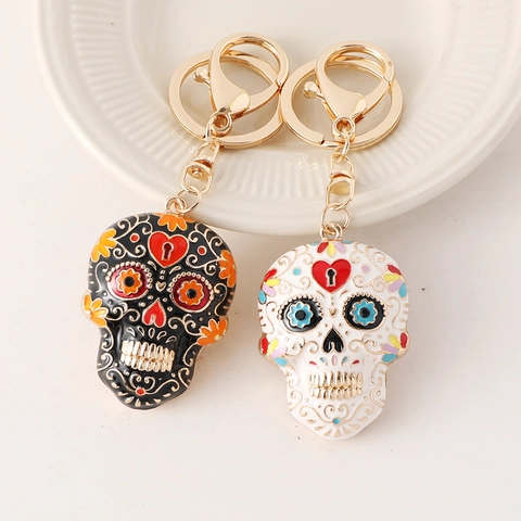 Μπρελόκ Mandala Sugar Skull Enamel Day Of The Dead Κρεμαστό Τσάντας Κράμα Ψευδαργύρου Halloween Κοσμήματα Δώρο