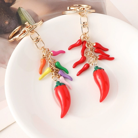 Llavero Creativo de Chile Rojo Colgante de Verdura Colorida para Bolsos Adorno Colgante Regalo Decorativo