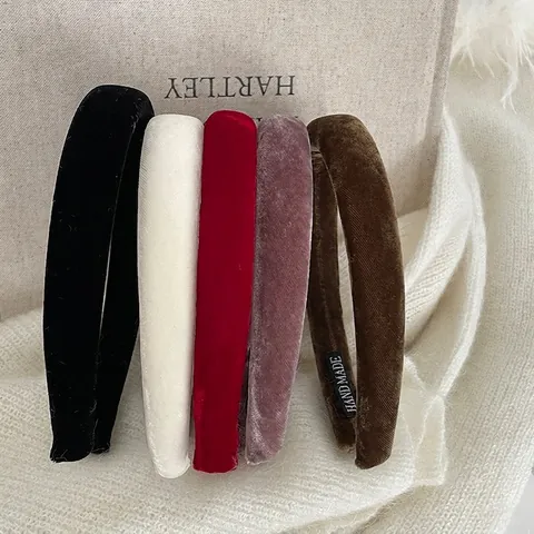 French Vintage Velvet Sponge Headband Thickened High Top Padded Hair Hoop Solid Color Fashion Hair Accessories For Women