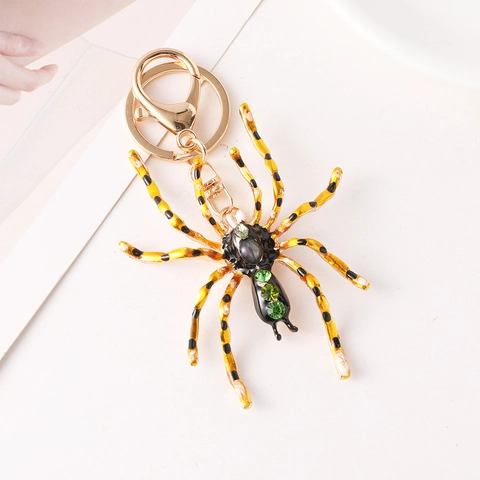 Portachiavi a Forma di Ragno in Lega Esagerata Con Strass Verde Smalto Animale Pendente per Borsa Portachiavi in Metallo Gioiello Halloween