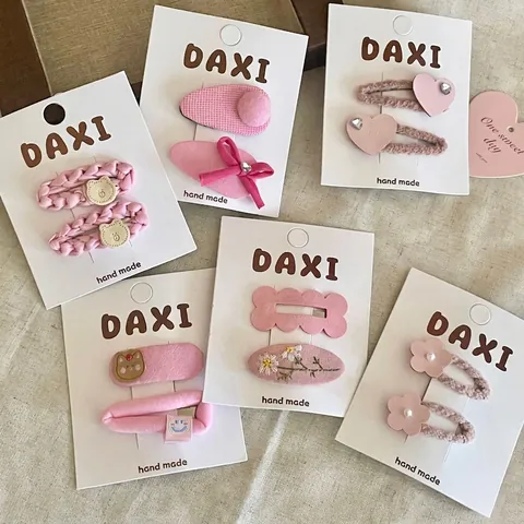 Fermagli per Capelli in Tessuto Rosa Cuore Stella Strass Fiocco Ricamo Clip BB per Ragazze Decorazione Quotidiana Accessori per Capelli