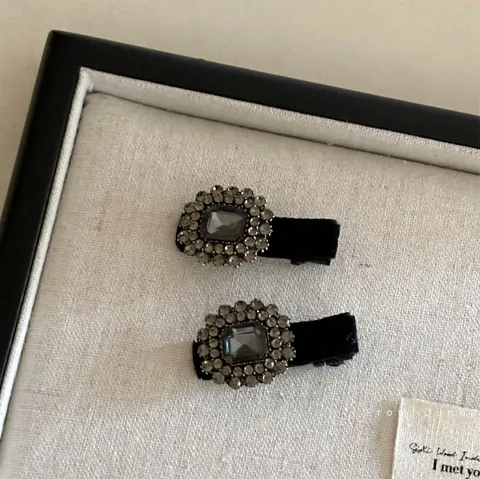 Fermaglio per Capelli Vintage in Velluto con Zirconia per Donna Clip a Becco d'Anatra Geometrica con Strass Accessorio per Capelli