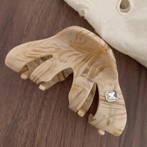 Acetat Marmor Schildpatt Haarkralle Für Damen Französischer Handgefertigter Stil Strass Haarklammer Hai Clip Zubehör