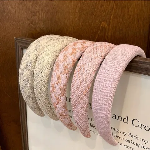 Vintage Gepolstertes Tweed Haarband Für Damen Verdickt High Top Gewebter Haarreif Süß Elegant Haarschmuck Alltag