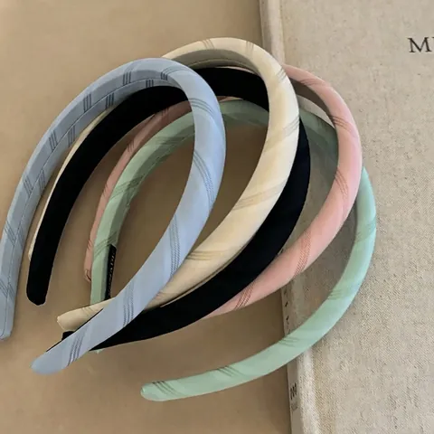 Vintage Gestreift Satin Stoff Umwickelt Stirnband Für Damen Handgefertigt Twill Textur Hoch Schädeleffekt Gesicht Waschen Haarschmuck