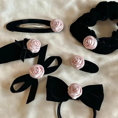 Elegante Französische Vintage Rosa Rose Blume Haarklammer Für Damen Stoff Samt Satin Entenschnabel Seitenclip Haarschmuck Täglich Party