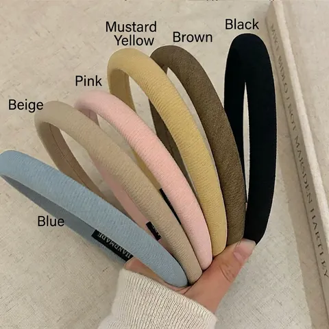 Cerchietto Imbottito Vintage Francese da Donna in Tessuto Tinta Unita Fascia per Capelli Alta Fatta a Mano Accessori