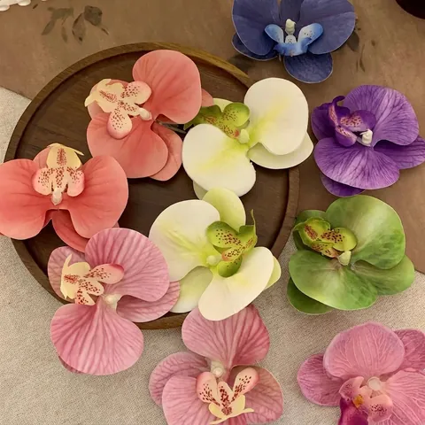 Pinza para el Pelo con Orquídea Phalaenopsis Artificial Clip Lateral de Tela Hecho a Mano Tocado Bohemio de Vacaciones para Mujer