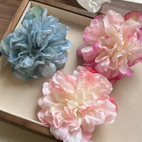 Simulation Peony Flower Hair Clip Handmade Polyester Fabric Gradient Floral Hairpin For Women Ancient Chinese Style Headwear Accessory