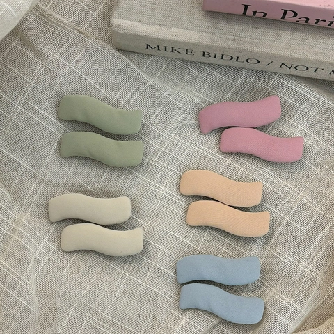 Pinzas para el Cabello BB Onduladas Envueltas en Tela Estilo Coreano Mujeres Niñas Color Morandi Clips Laterales para Flequillo