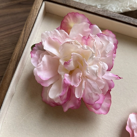 Simulation Peony Flower Hair Clip Handmade Polyester Fabric Gradient Floral Hairpin For Women Ancient Chinese Style Headwear Accessory