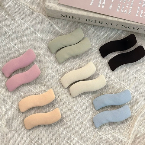 Pinzas para el Cabello BB Onduladas Envueltas en Tela Estilo Coreano Mujeres Niñas Color Morandi Clips Laterales para Flequillo