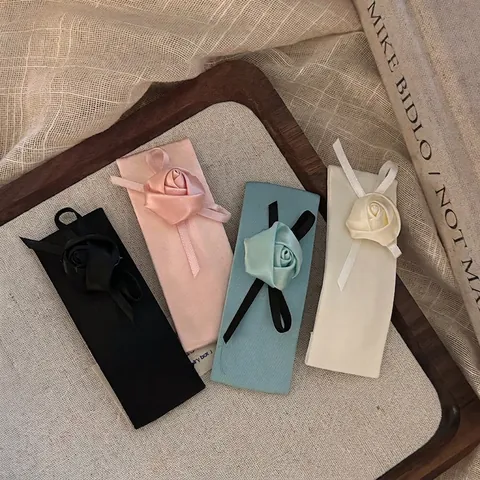 Handmade Satin Rose Flower Bow Hair Clip Sweet Elegant Fabric Ribbon Snap Clip Versatile Bangs Hairpin Women Hair Accessories