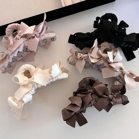 Elegant Satin Bow Knot Hair Claw Clip French Style Large Ribbon Shark Clip Fashion Hair Styling Accessories For Women