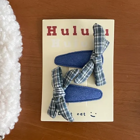 Pinzas para el Pelo con Lazo de Cuadros Pana Clips BB Hecho a Mano Niñas Plaid Lazo Pinzas para Flequillo Accesorios Pelo Mujer