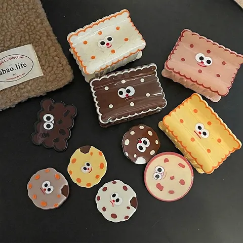 Cute Cartoon Cookie Biscuit Shaped Hair Claws Sweet Resin Acrylic Hair Clips Decorative Hair Accessories For Women Girls