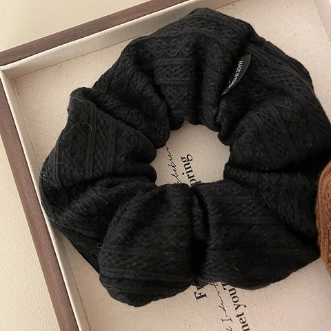 Vintage Knitted Scrunchie For Women Solid Color Elastic Hair Tie Large Intestine Hair Band Retro Knit Hair Accessories Gift