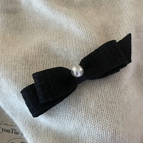 Elegant Fabric Bow Hair Clip For Women Handmade Hairpin With Artificial Pearl Embellishment Chic Versatile Headwear Accessories