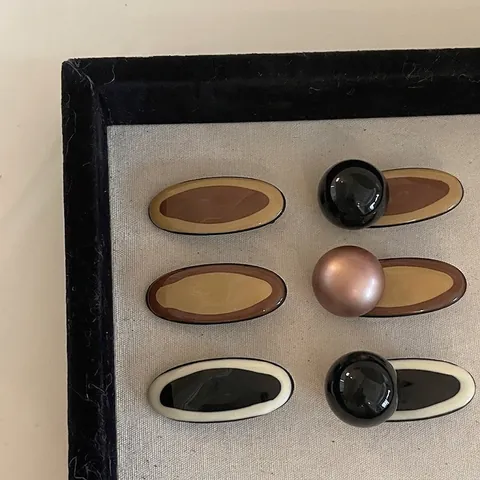 Vintage Handgemaakte Emaille Ovalen Haarspelden Voor Dames Kleurblok Melkthee Khaki Haarpinnen Met Kunstparel Hoofddeksels