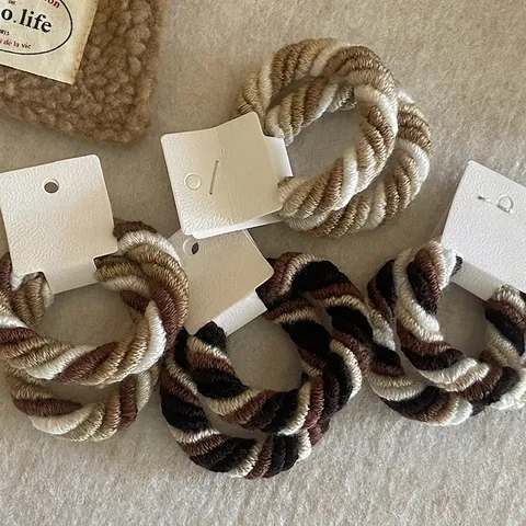 Fashion Braided Hair Ties High Elasticity Twist Hair Rope For Women Earthy Tone Ponytail Holder Commute Headwear Accessories