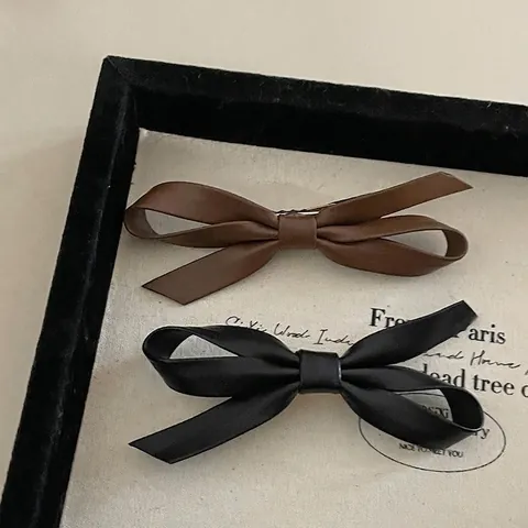 Pinza de Pelo de Lazo de Cuero Vintage Francés Hecha a Mano Elegante Clip de Flequillo de Mariposa para Mujer Accesorio de Moda