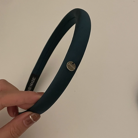 Elegant Peacock Blue Satin Scrunchie Large Hair Tie And Padded Headband For Women Vintage Handmade Hair Accessories For Hair