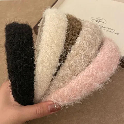 Cerchietto Imbottito in Peluche Minimalista da Donna Tinta Unita Morbida Fascia per Capelli in Ecopelliccia Larga Ispessita Accessori per Capelli