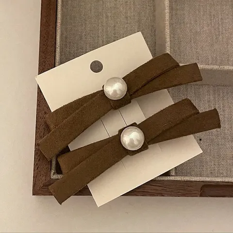 Elegante Fermaglio per Capelli Francese Vintage a Fiocco Tessuto Fatto a Mano con Perla Artificiale Accessori Capelli Donna