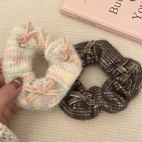 Handgemaakte Gebreide Strik Scrunchies Stof Elastische Haarelastiekjes Zachte Oversized Haarklemmen Voor Dames Dagelijks Gebruik