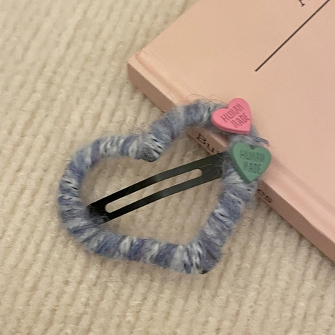 Handmade Yarn Wrapped Heart Hair Clips Sweet Girl Heart BB Clip Hair Accessories Women Daily Bangs Clip Hairpin