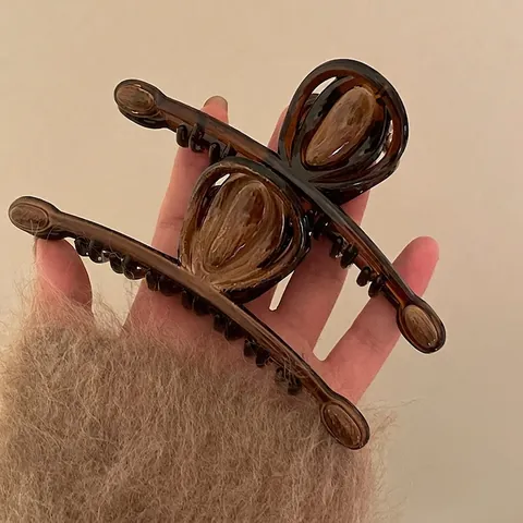 Grande Pinza per Capelli in Acrilico Tartarugato Vintage Color Caffè Caramello per Donna Eleganti Accessori per Capelli