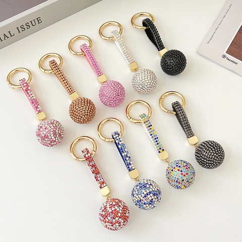 Mode Strass Kugel Schlüsselanhänger Luxus Funkelnder Taschenanhänger Auto Schlüsselring Zubehör Für Damen Mädchen Geschenk