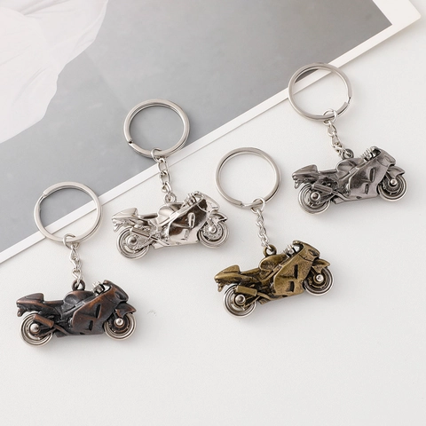 Vintage Titanium Steel Motorcycle Model Keychain For Men Personalized Motorbike Keyring Car Pendant Creative Gift