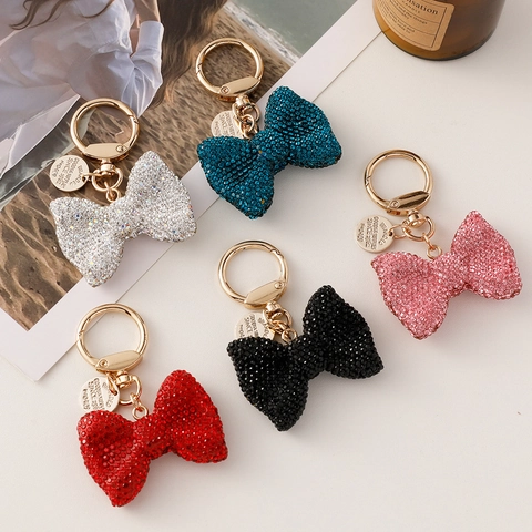Strass Bogen Schlüsselanhänger Für Damen Legierung Metall Schleife Auto Schlüsselring Tasche Anhänger Funkelndes Dekoratives Geschenk